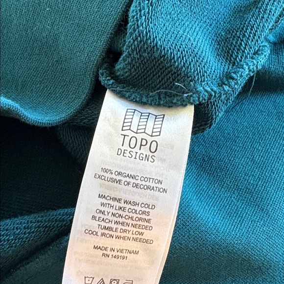 Topo Designs Pullover Sweatshirt Women’s Size S Blue Crop Fit Long Sleeve - Picture 4 of 6